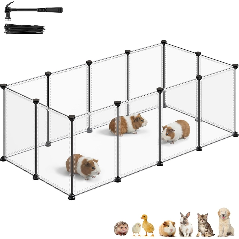 image:imageSONGMICS Pet Playpen 2Tier Steel Pen with RoofWhite