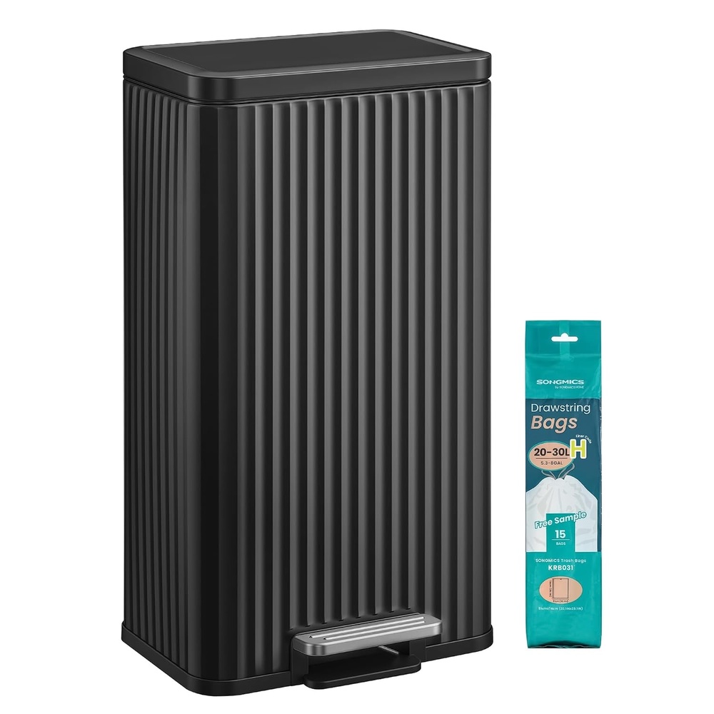 image:imageSONGMICS Trash Can 8 Gallon 30 L Stainless Steel with Lid PedalInk Black