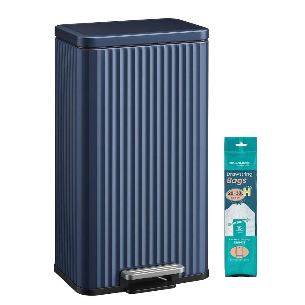 image:imageSONGMICS Trash Can 8 Gallon 30 L Stainless Steel with Lid PedalMidnight Blue