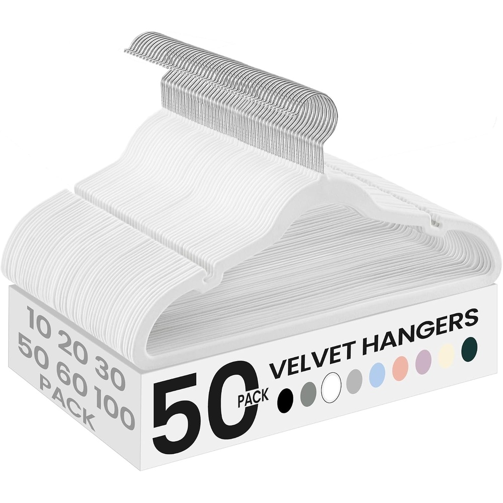image:imageSONGMICS Velvet Hangers 50 Pack NonSlip Clothes Hangers BlackCloud White