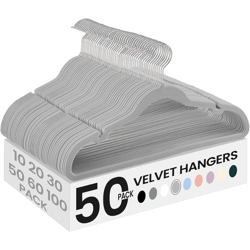 image:imageSONGMICS Velvet Hangers 50 Pack NonSlip Clothes Hangers BlackDove Gray