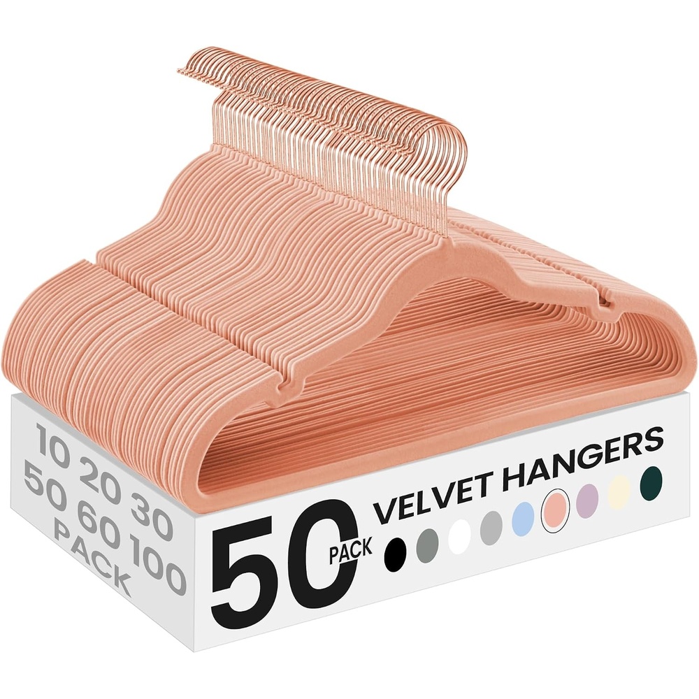 image:imageSONGMICS Velvet Hangers 50 Pack NonSlip Clothes Hangers BlackJelly Pink