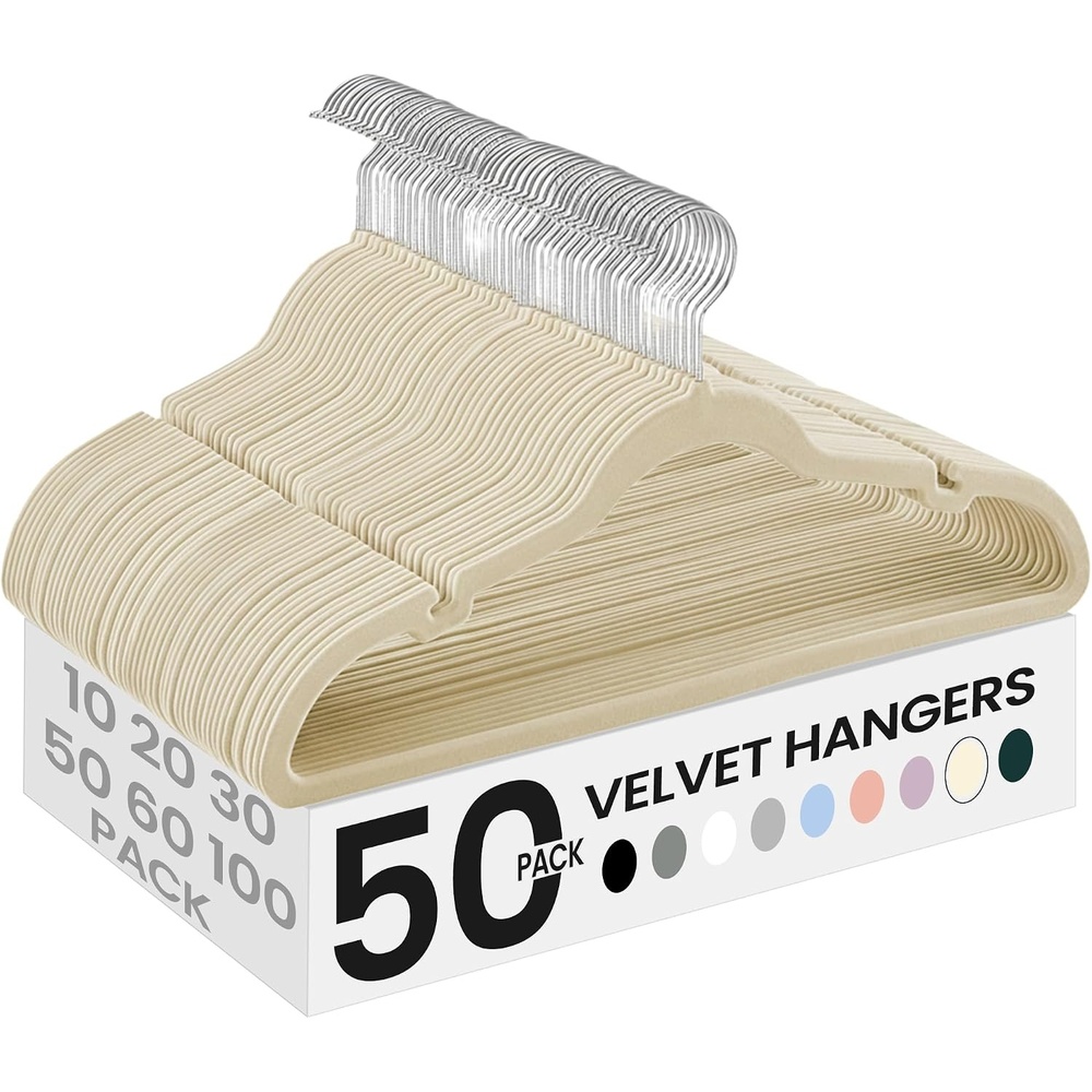 image:imageSONGMICS Velvet Hangers 50 Pack NonSlip Clothes Hangers BlackSurmmer Sand