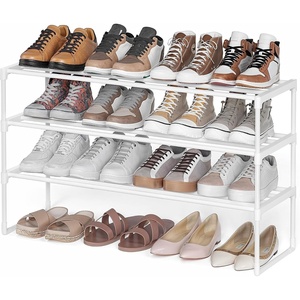 SONGMICS HOME Shoe Storage Organizer, Metal Shoe Rack, for Entryway, Living Room, Garage, 12 x 36.4 x 35.6 Inches, Black(White)