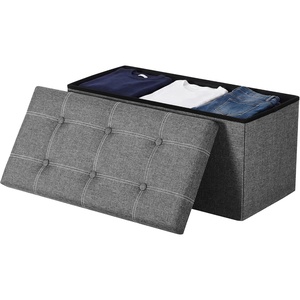SONGMICS HOME Storage Ottoman, 35 Gallons End of Bench, 15.2 x 43.2 x 15.2 Inches, for Entryway, Living Room, Light Gray(Dark Gray)