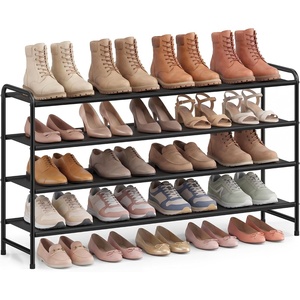SONGMICS Long Shoe Rack, 2-Tier Shoe Organizer, Holds up to 15 Pairs(4 Tiers)