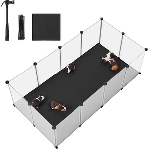 SONGMICS Pet Playpen, 2-Tier Steel Pen with Roof(Full White)