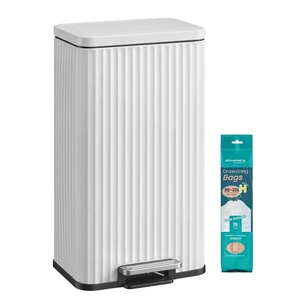 SONGMICS Trash Can, 8 Gallon (30 L), Stainless Steel, with Lid, Pedal(Cloud White)
