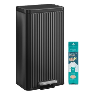 SONGMICS Trash Can, 8 Gallon (30 L), Stainless Steel, with Lid, Pedal(Ink Black)