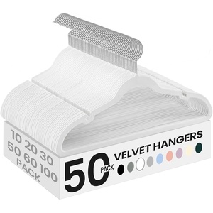 SONGMICS Velvet Hangers 50 Pack, Non-Slip Clothes Hangers, Black(Cloud White)
