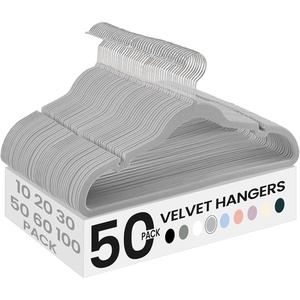 SONGMICS Velvet Hangers 50 Pack, Non-Slip Clothes Hangers, Black(Dove Gray)
