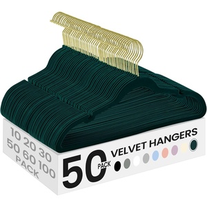 SONGMICS Velvet Hangers 50 Pack, Non-Slip Clothes Hangers, Black(Forest Green)