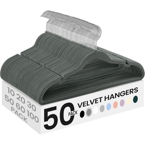 SONGMICS Velvet Hangers 50 Pack, Non-Slip Clothes Hangers, Black(Gray)