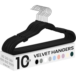 SONGMICS Velvet Hangers 50 Pack, Non-Slip Clothes Hangers, Black(Ink Black)