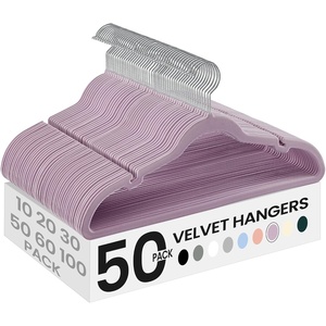 SONGMICS Velvet Hangers 50 Pack, Non-Slip Clothes Hangers, Black(Lavender Purple)