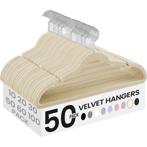 SONGMICS Velvet Hangers 50 Pack, Non-Slip Clothes Hangers, Black(Surmmer Sand)