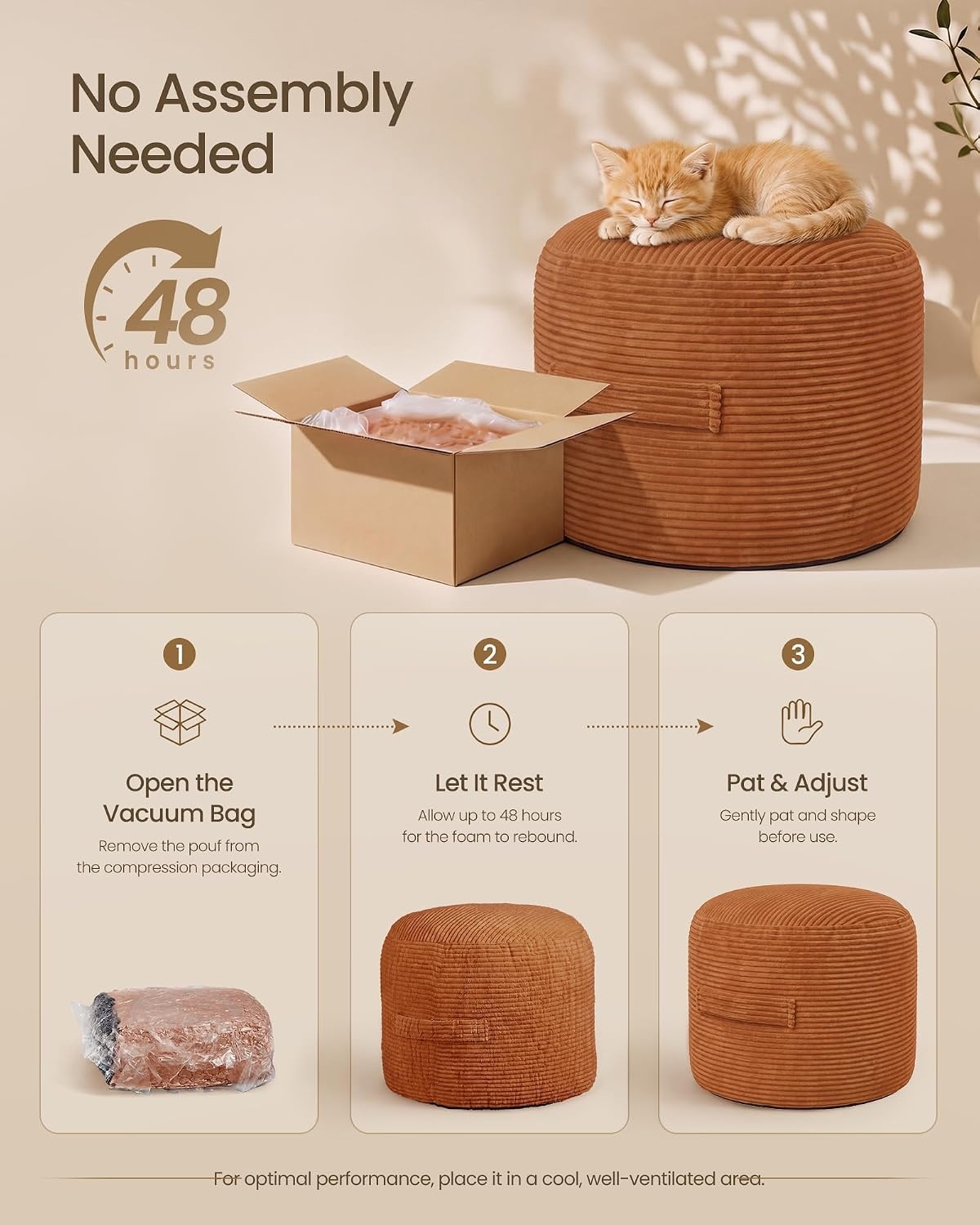 image:imageSONGMICS Stuffed Pouf Ottoman 20 Round Foot Rest with Side HandleBurgundy